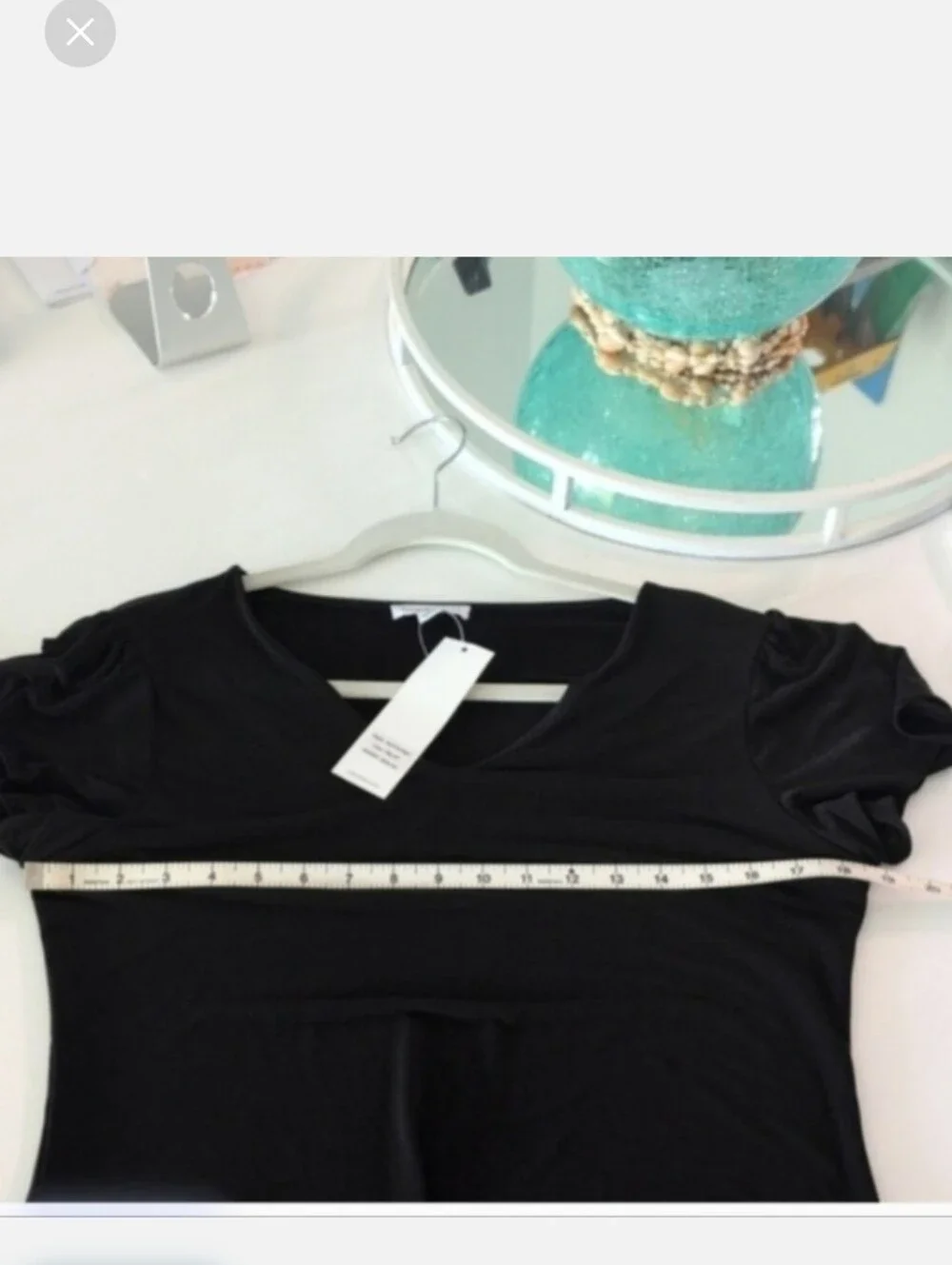 Classic Black Dressy Calvin Klein V-Neck Flutter Sleeve Top Medium - Picture 9 of 10